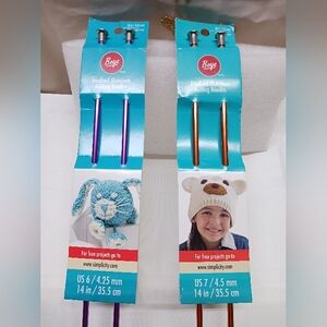 Boye Anodized Aluminum Knitting Needle Sets / 14in Size US 6 & 7 / New